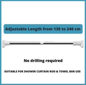 Adjustable Telescopic Clothes Drying Rack Extendable No Drilling Pole Clothesline Curtain Rod Hanger