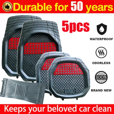 ✨Kedai✨Premium Carpet Car Mat Anti-Slip Universal Automotive Floor Mats (5PCS) Car Floor Mat untuk Perodua Waja City Hrv Ativa Saga Wira Kancil Viva Myvi Bezza Axia Civic Vios X50 X70 Proton Toyota Honda