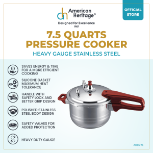 American Heritage Stainless Steel Pressure Cooker 7.5 QT AHSS-75