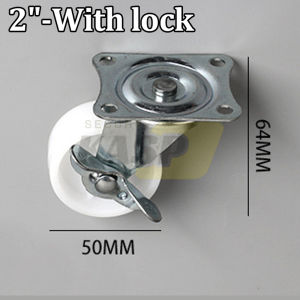 1 To 3 White Swivel With Brake Caster Wheel Smooth And Sturdy Trolley Wheels Heavy Duty