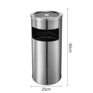 High Quality Stainless Ashtray Round Trash Bin with Bucket Inside Waste Bin Cigarette Ashtray Bin Round Top Cigarette Bin Trash Can