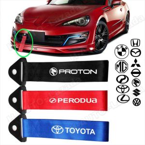 Car Bumper Towing Strap Belt For Proton Perodua Toyota Honda Mazda Mitsubishi Nissan Volkswagen Suzuki BMW MG High Strength Nylon Tow Strap With Nut Trailerropes Bumper Trailer Towing Rope Hook Car Accessories Interior