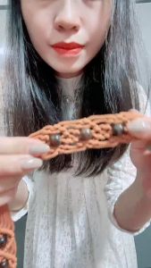 Thắt lưng dây sáp bện gắn hạt gỗ đai váy tua rua hạt gỗ phong cách dân tộc