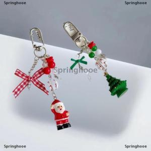 [COD] Springhooe Cute Christmas Tree Santa Claus Keychain Pendant Bow Fur Ball Bead Phone Chain Bag Hanging Backpack Charm Keyring Accessory Gift