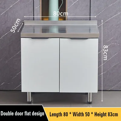 Stainless Steel Sink Cabinet modern Kitchen Cabinet Countertop Workbench Stove Storage Sink Integrated Cabinet Household Overall Solid Wood Stove Cabinet