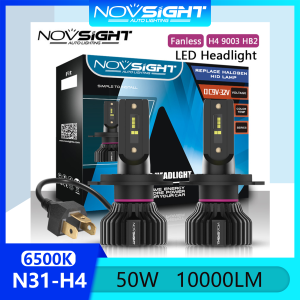 Novsight N31 9003 HB2 H4 LED Headlight Bulb 6500K White Super Bright LED Lights for Car High/Low Beam Fog Light 50W 10000LM Plug&Play Ready Stock 2 PCS 2 Years Warranty Free Shipping