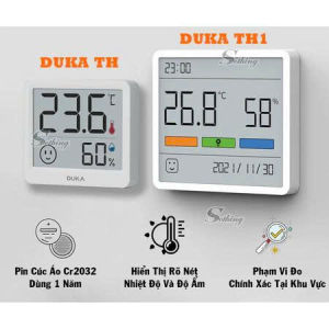 Nhiệt Ẩm Kế Điện Tử Duka TH1 Chính Hãng – Đo Chính Xác Nhiệt Độ & Độ Ẩm Không Khí Trong Nhà – Màn Hình LCD Rõ Nét – Phù Hợp Phòng Ngủ Phòng Em Bé