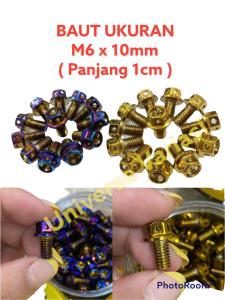 BAUT PROBOLT FLOWER UKURAN M6 X 10 GOLD TWOTONE BAKARAN BAUT STAINLESS PANJANG 1CM 10 MM SEPEDA CRF SCOOPY CBR BEAT PCX SUPRA VARIO CB FERZA MEGAPRO REVO BLADE SPACY GL TIGER SONIC KARISMA WIN NOVA GRAND NSR PHANTOM ZOOMER NINJA CBR R25 VIXION MX FU
