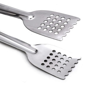 Dụng cụ kẹp gắp thức ăn chống nóng inox có lỗ thoát dầu.