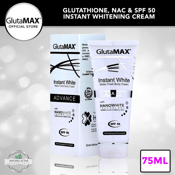 Glutamax Instant White Matte Finish Body Cream Spf 50 With Glutathione Vitamin B3 Superox C 3609