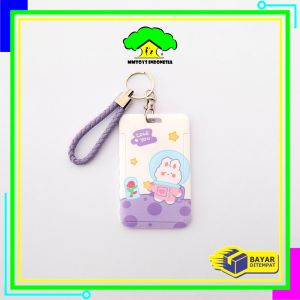 MI-C1240 ID Card Holder Motif Karakter Lucu Pelindung Kartu Name Tag Tempat Kartu Akses Lanyard