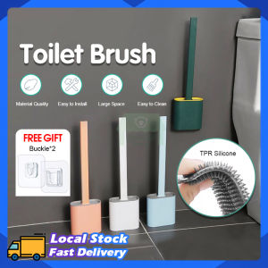 Silicone Toilet Brush Set with Holder Wall Hanging Hook Bathroom Cleaning Tool Flexible No Dead Angle Easy Clean Gaps Toilet Brush