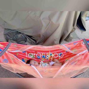 โครงเหล็กพร้อม กางใช้งานสะดวก แข็งแรงทนทาน เปลเด็กอ่อน เปลเด็กแรกเกิด เปลไกว เปลญวนเด็ก ลายการ์ตูน มีมูงรอบเปลเด็ก