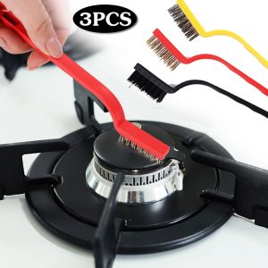 3Pcs Gas Stove Cleaning Brushes Kitchen Range Hood Brush Nylon Wire Brush Kitchen Clean Tools
