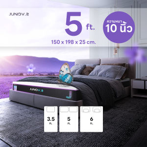 NEW Juno V.2 ที่นอนยางพาราแท้ เสริมพ็อกเก็ตสปริงลดการสั่นสะเทือน หอมกลิ่นลาเวนเดอร์ หนา 10 นิ้ว
