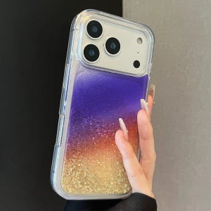 Glitter Quicksand Color Gradient Case for iPhone 17 16 15 Pro Max Back Cover Hard Dynamic Sand Liquid Shell Protective Capa Girl
