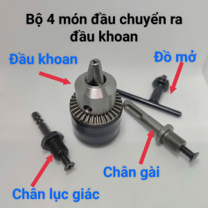 Bộ món  chuyển đổi khoan bê tông ( gài ) và từ chân lục giác sang khoan kẹp đầu khoan 13mm  - Đầu chuyển Betong chân gài và chân lục giác SDS sang Khoan Kẹp