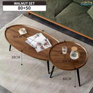 [SG Seller]Living Room Modern Coffee Table with Open Storage Scandinavian Round Wooden Coffee Table Nordic Design