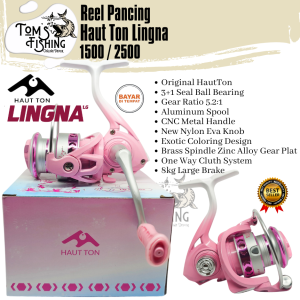 Reel Pancing HautTon LINGNA 1500 / 2500 (3+1 Bearing) Spinning Pink Murah - Toms Fishing