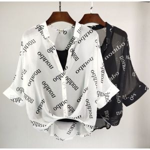 (Two Piece Set) Chiffon Shirt Women's Summer Loose Short Sleeved Top: New Printed Fashionable Shirt