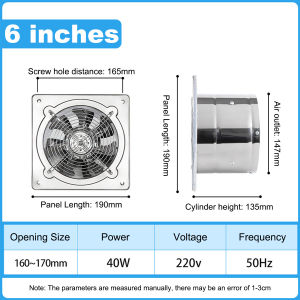 Stainless Steel Exhaust Fan Industrial Exhaust Fan Ventilation Exhaust Fan Wall-Mounted Exhaust Fan Heavy Duty Exhaust Fan Ventilation Easy Installation For Kitchen Bathroom Workshop
