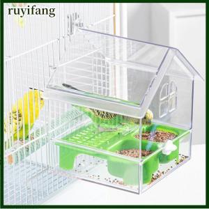 ruyifang ที่ใส่อาหารนกแก้วแบบแขวนป้องกันไม่ให้นกกระจัดกระจายอุปกรณ์กรงนกอ่างอาบน้ำแบบมัลติฟังก์ชัน