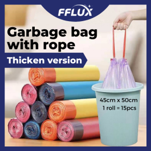 FFLUX Garbage Bag With Rope Rubbish Bags Dustbin Drawstring Plastik Sampah Bertali