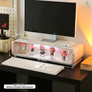 [SG Stock]Lighted Figurine Desk Shelf PC Setup Desk Organizer for Pop Mart Figurines & Stationery