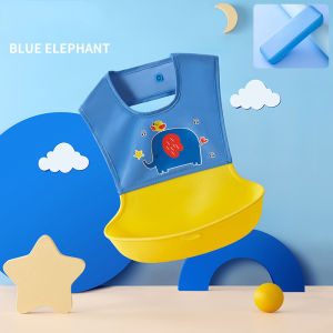 VREN Silicone Baby Feeding Bib Light Adjustable Waterproof Kids Cartoon Bibs Children Eating Aprons