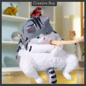 [Creative] 1 5Pcs New Fish Tank Fishing Cat Hanging Mini Creative Landscape Decoration Aquarium Fish Tanks Ornament Miniature Figurines