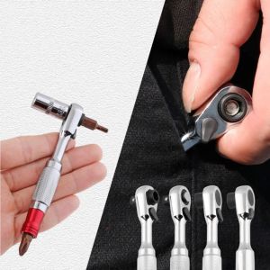 KECTTIO Tay cầm chống trượt Cờ lê hai đầu mini Di động Cờ lê 2 trong 1 Chuyên nghiệp Có thể điều chỉnh Cờ lê mini Ratchet Dụng cụ cầm tay