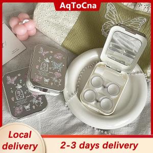 [COD] AqToCna Ship within 24 hours Two Pack Contact Lens Case For Girls Portable Mini Contact Lens Box Contact Lens Container Soak Storage Kit