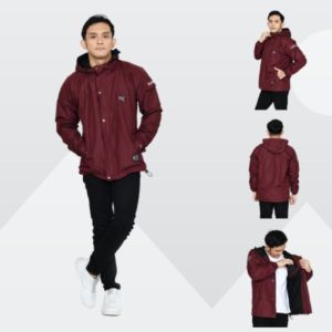 Jaket Pria Jaket Semi Parka Taslan Waterproof Jaket Parasut Hoodie Simple Hoxer Navy
