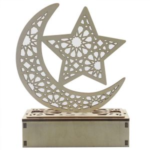 Desktop Ramadan Decoration Wooden Star Moon LED Lamp Night Light Home Decor Eid Gift for Muslim