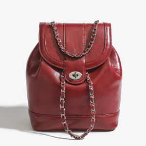Double-strap chain bag New Simple Contrast-Color Versatile High-End Womens Bag Korean Version ins Unique and niche backpack