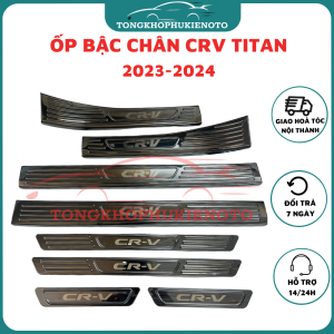 Ốp bậc cửa Nẹp bước chân trong ngoài xe Honda CRV đời cuối 2023-2024 Mẫu Titan phay xước cao cấp