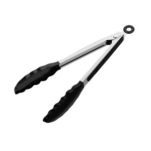 9 inch Heat Resistant Nylon Stainless Steel Kitchen Tongs Food Tongs for Cooking BBQ Grilling Baking Serving