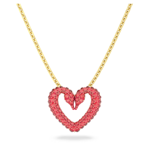 💖Swarovski💖Una small size red heart-shaped diamond pendant necklace S925 sterling silver womens fashion necklace hypoallergenic non-allergenic Valentines Day gift birthday gift for girlfriend bestie