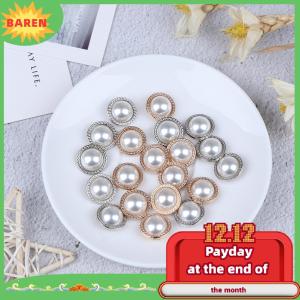 BAREN 10pcs ngọc trai Kim Loại Shank nút cho may scrapbooking DIY Craft trang trí