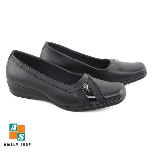 Catenzo US 055 - Sepatu Formal Pantofel Hitam Wanita Bahan Kulit