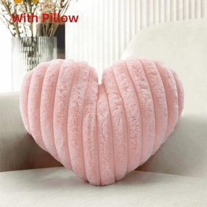 DIVATEN Corduroy Heart Shaped Pillow Cover Striped Soft Plush Cushion Cover Gifts Decorative Throw Pillow Sofa Bed Decor