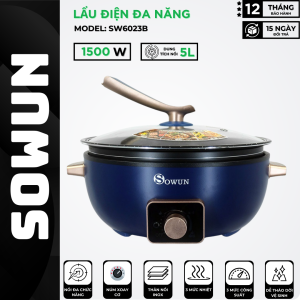 Nồi Lẩu Điện SOWUN SW6023 5L Đế Tách Rời Chống Dính Có Thể Chiên Xào Nấu Hoặc Dùng Để Ăn Lẩu