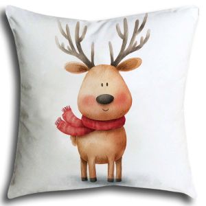 Christmas Pillowcase Single Pack 25 Options 40x40/45x45/50x50cm Christmas Animal Elk Cat Puppy Pattern Sofa Cushion Cover Winter Home Decoration Pillowcase Gift Decoration Fabric Art