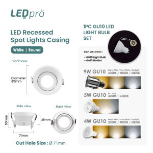 LED Pro LED Spot Light ANTI GLARE 4W -9W Tri-tone Spot Light Recessed Spot light GU10 Spot Light