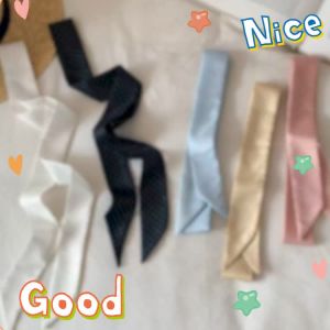 Korean Style Spring New Dot Print Scarf Pink Twilly Hair Scarf For Bags Handle Hair Accessories Women Headband SJ0882