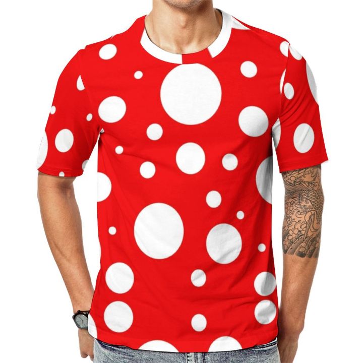 red and white polka dot t shirt