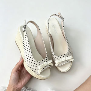[Free Shipping] 2026 Wedge Super High Heel Shoes with Waterproof Platform Thick Sole Sweet Bow Open Back Fish Mouth Design Internal Height Increase Straw Woven Sandals