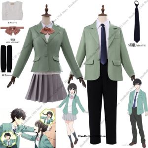 Anime I Want to End this Love Game Cosplay Woman Man Yukiya Asagi Costume Mikuu Sakura Green School Uniform Wig Halloween Party h2610