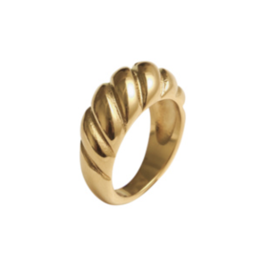 Gold Croissant Ring  • Twist Dome Finger Rings Minimalist 18K Gold Stainless Titanium Steel RG303