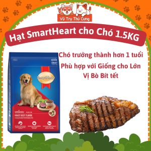 Thức ăn hạt Smartheart cho Chó con chó trưởng thành 15Kg-Thịt bò và Sữa nhiều dinh dưỡng cho chó